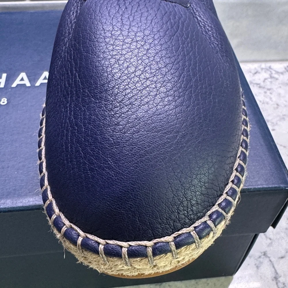 Cole Haan Cloudfeel Leather Espadrille sz 7.5 Marine Blue Leather 🌸 - Picture 4 of 8